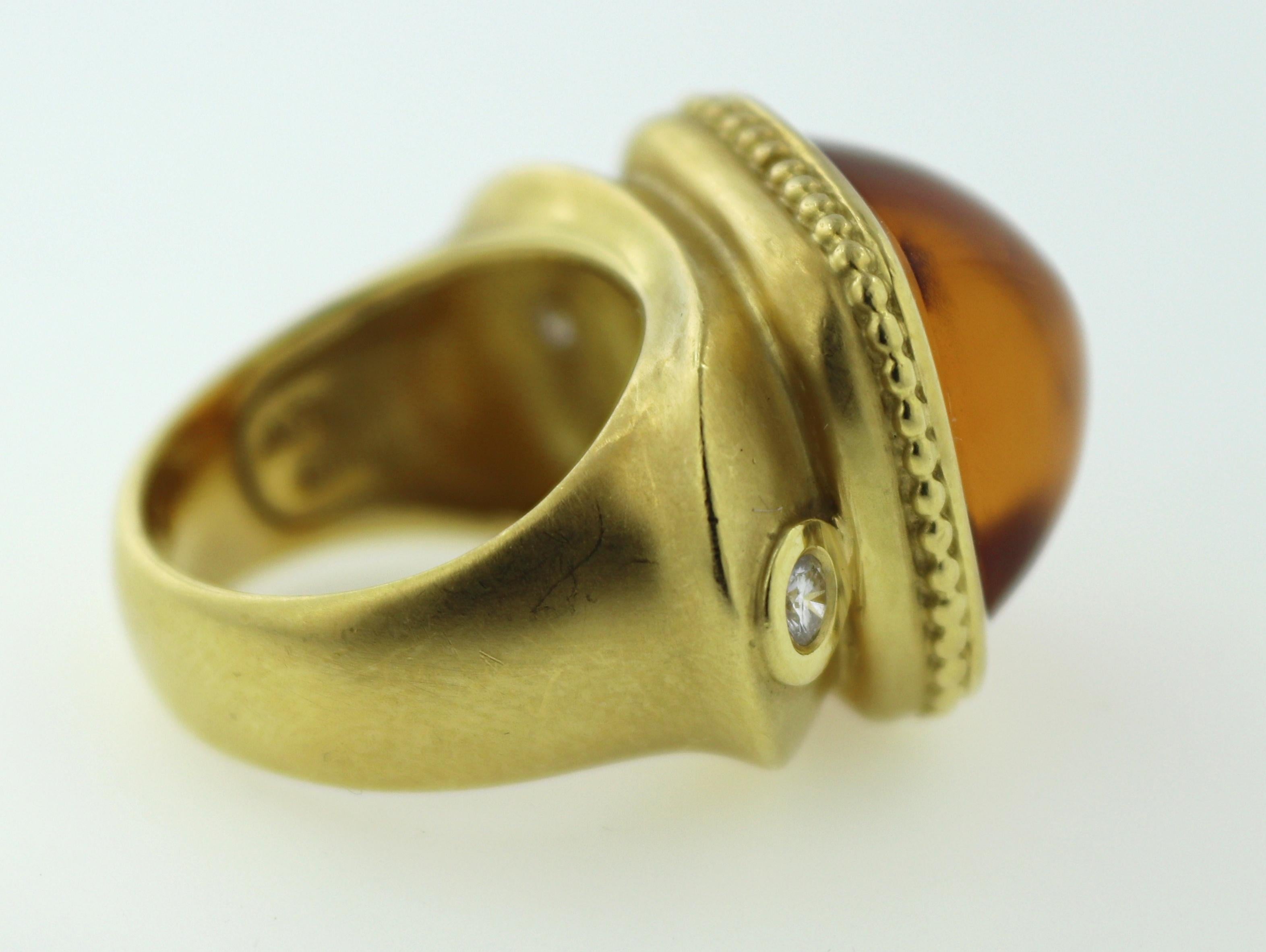 Seidengang Citrine Diamond, 18k Yellow Gold Classic Athena Ring For Sale 4