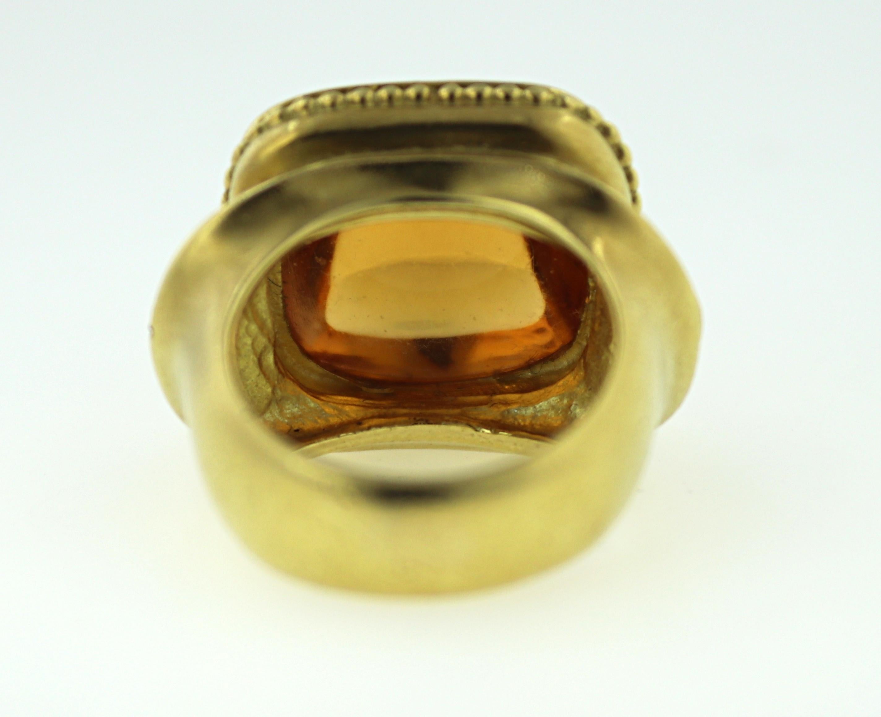 Seidengang Citrine Diamond, 18k Yellow Gold Classic Athena Ring For Sale 6