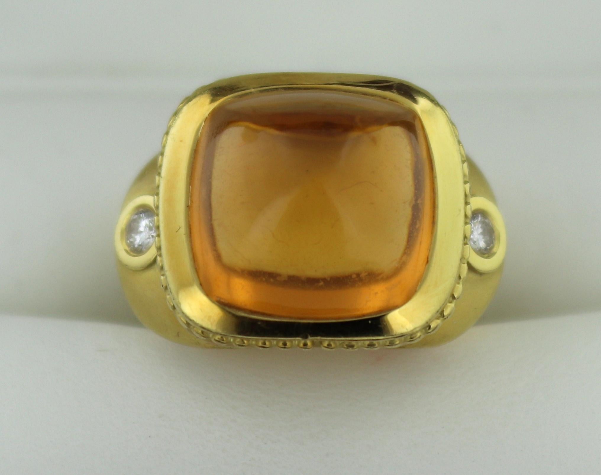 Seidengang Citrine Diamond, 18k Yellow Gold Classic Athena Ring For Sale 9