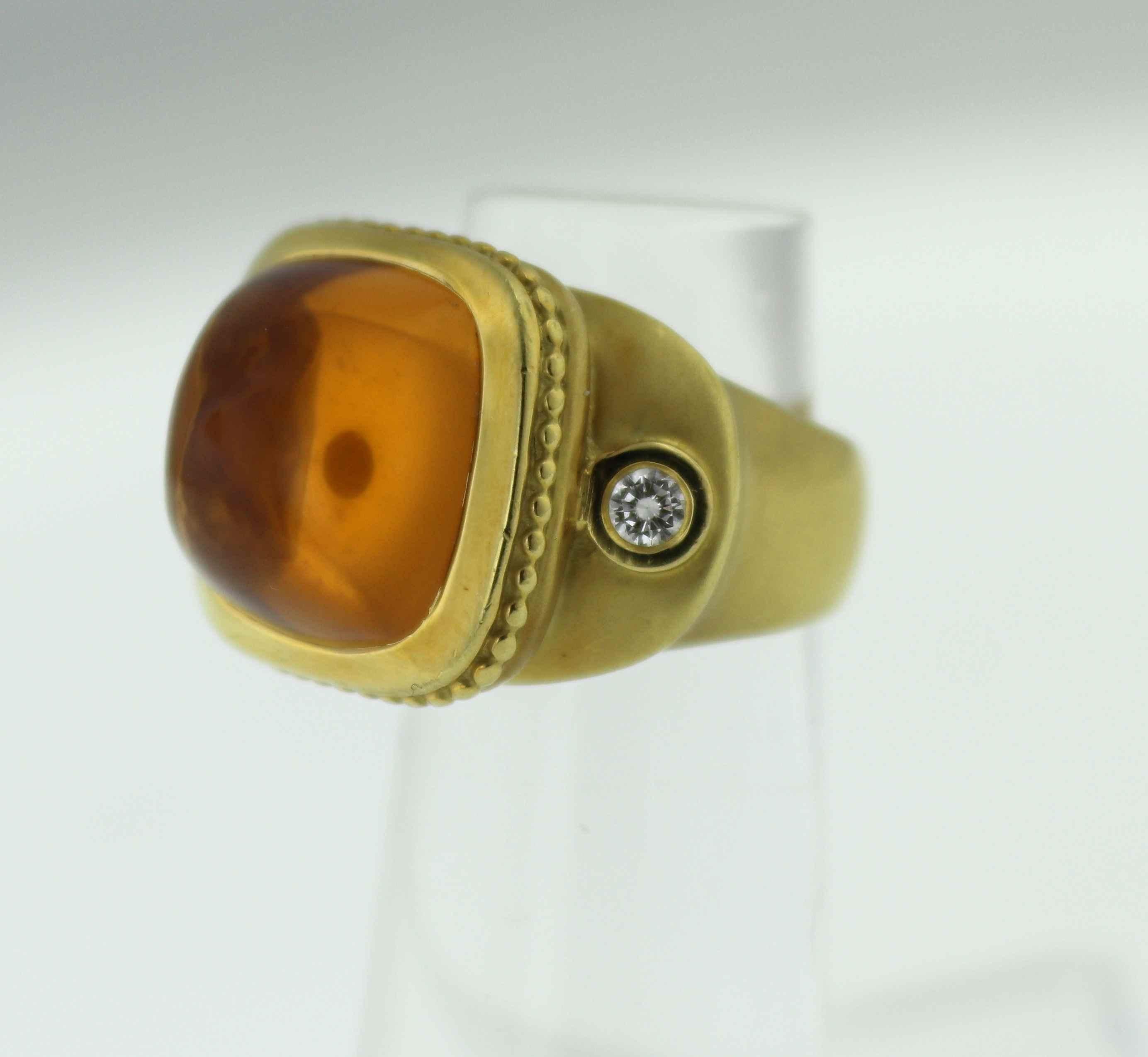 Mixed Cut Seidengang Citrine Diamond, 18k Yellow Gold Classic Athena Ring For Sale