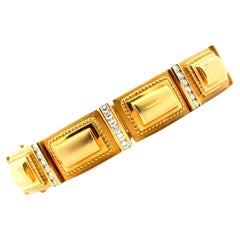 SeidenGang Diamond 18 Karat Yellow Gold Rectangular Link Estate Bracelet