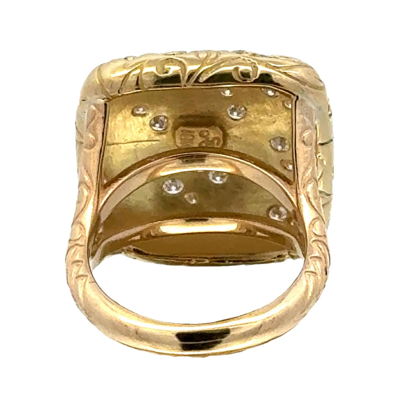 SeidenGang, bague à tige fendue carrée en or jaune 18 carats et diamants Excellent état - En vente à Boca Raton, FL