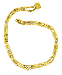 Seidengang Diamond 18 Karat Yellow Gold Swagged Multi-Strand Station Necklace