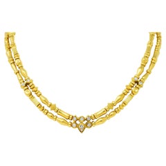 Seidengang Diamond 18 Karat Yellow Gold Swagged Multi-Strand Station Necklace