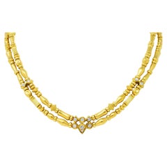 Seidengang Diamond 18 Karat Yellow Gold Swagged Multi-Strand Station Necklace