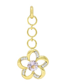 SeidenGang Diamond Amethyst 18 Karat Two-Tone Gold Vintage Flower Charm
