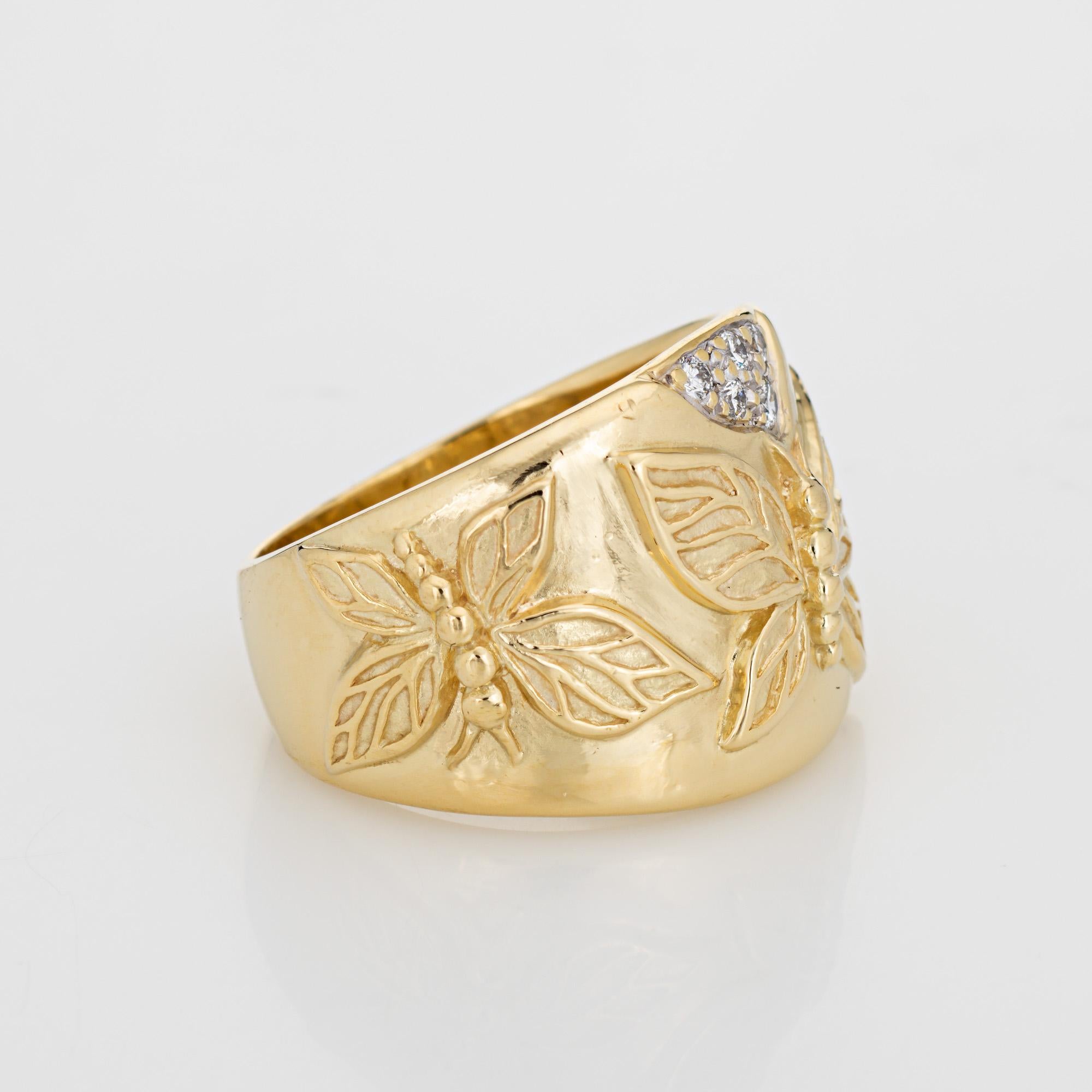 Contemporary SeidenGang Diamond Butterfly Ring 18k Yellow Gold Band Fine Jewelr