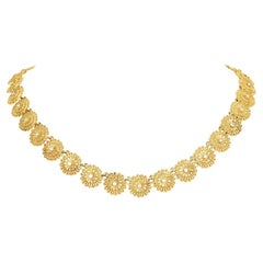 Retro Seidengang Diamond Diamond 18k Gold  Flower Necklace