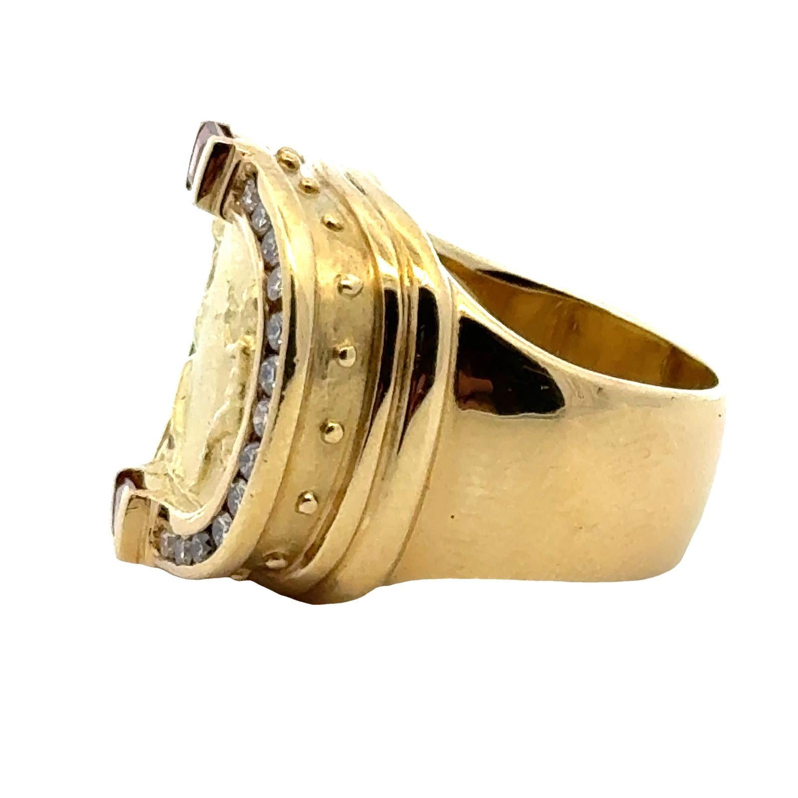 Women's SeidenGang Diamond Ruby 18 Karat Yellow Gold Estate Ring For Sale
