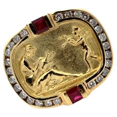 Vintage SeidenGang Diamond Ruby 18 Karat Yellow Gold Estate Ring