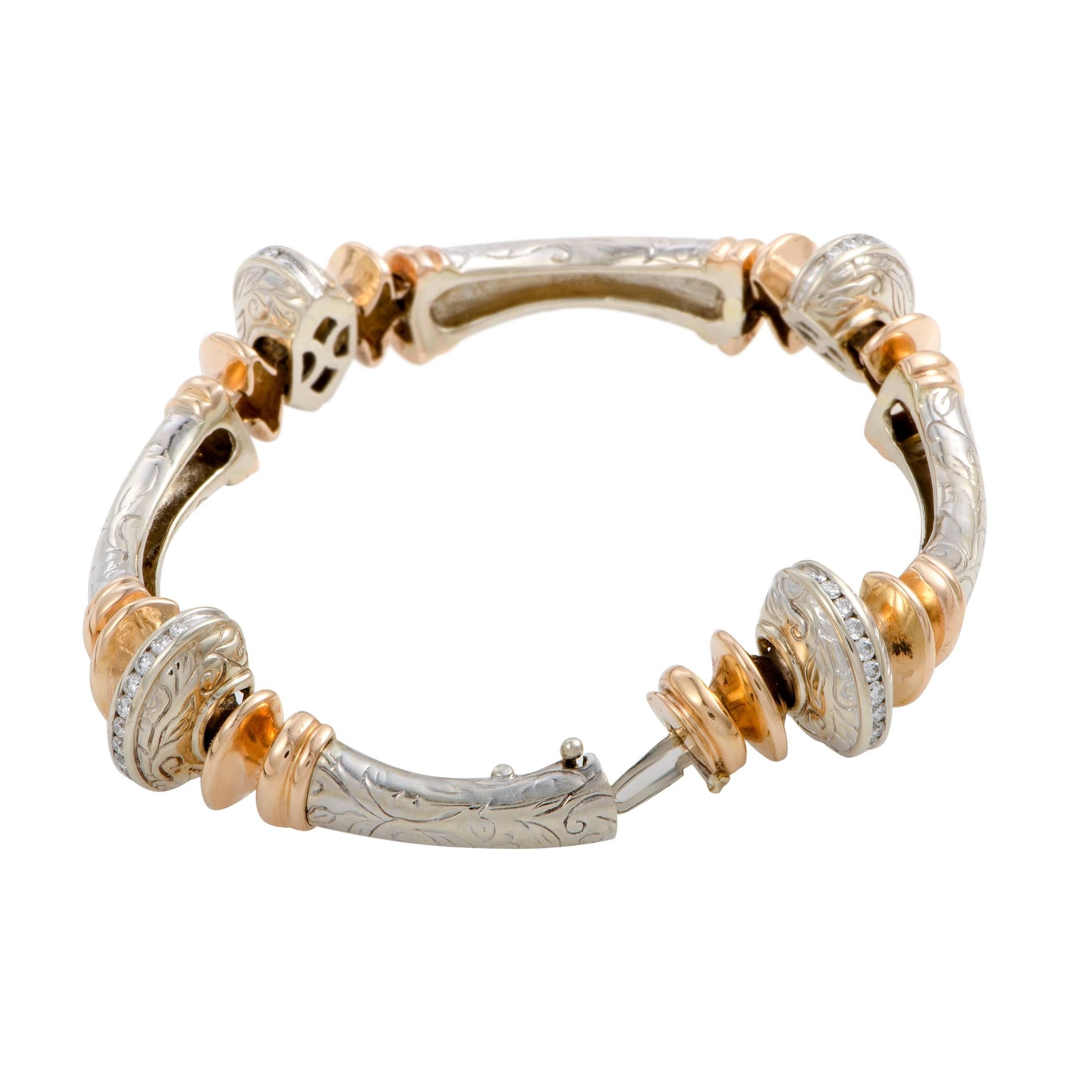 Seidengang Diamond White and Rose Gold Bracelet In Excellent Condition In Southampton, PA