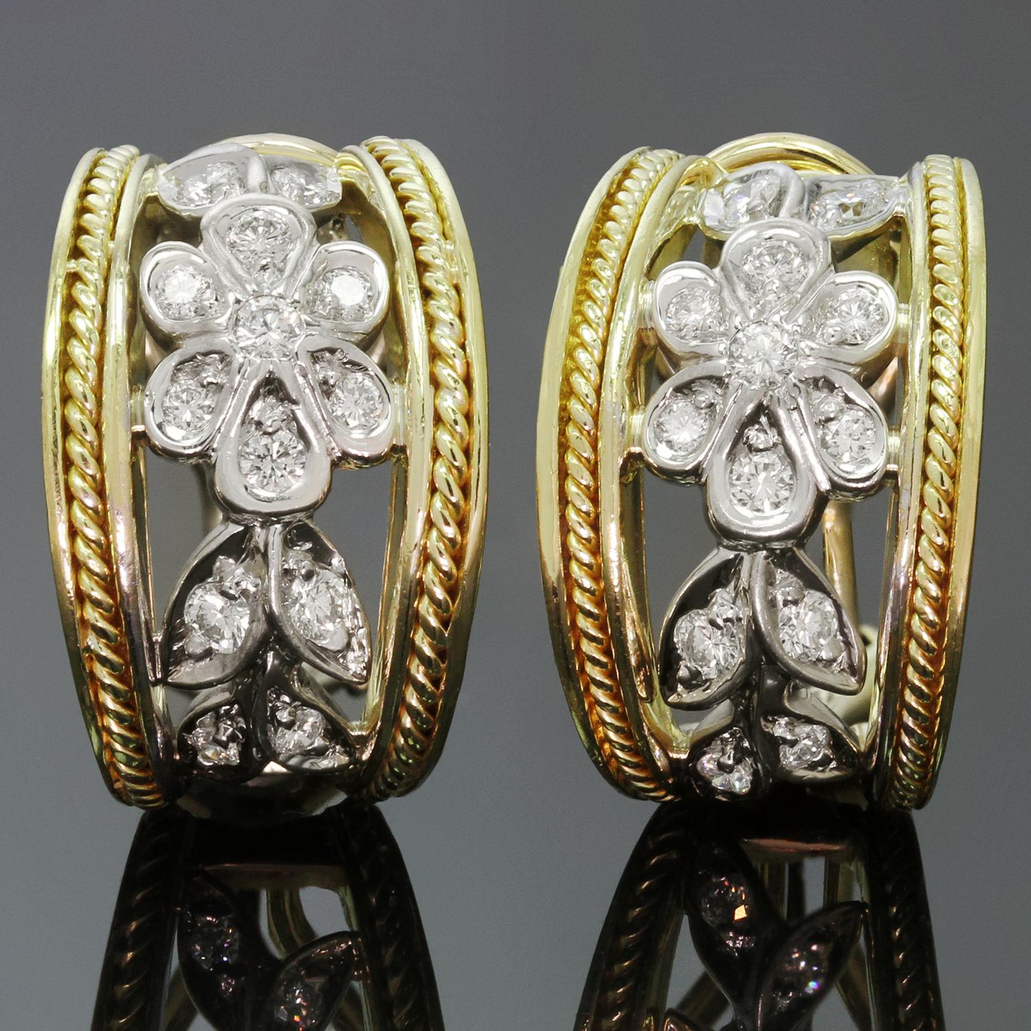 These classic SeidenGang hoop wrap earrings are crafted in 18k yellow gold and set with 26 brilliant-cut round diamonds of an estimated 0.80 carats. Made in United States circa 2000s. Measurements: 0.47