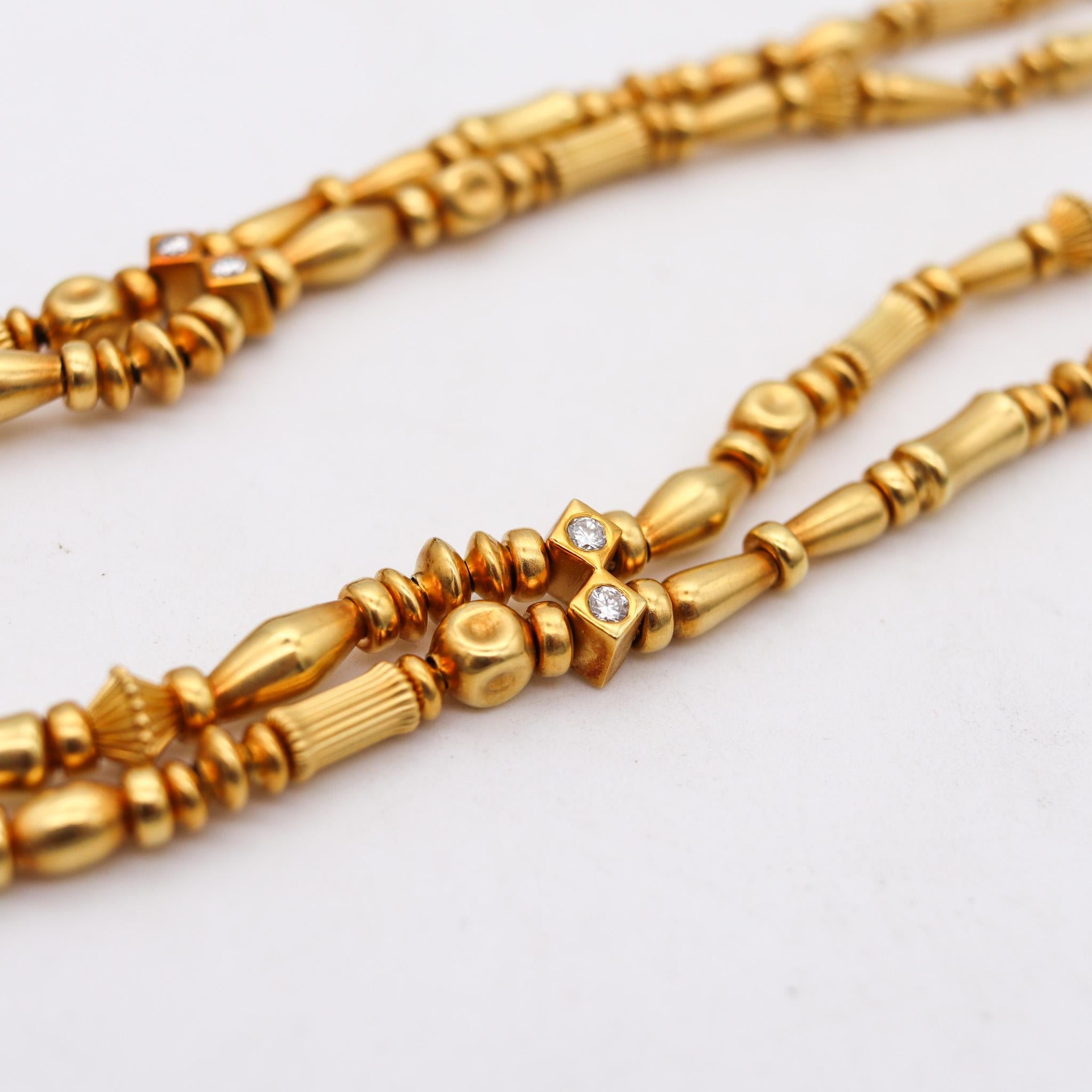 Brilliant Cut SeidenGang Etruscan Double Necklace In 18Kt Yellow Gold With VS Diamonds For Sale