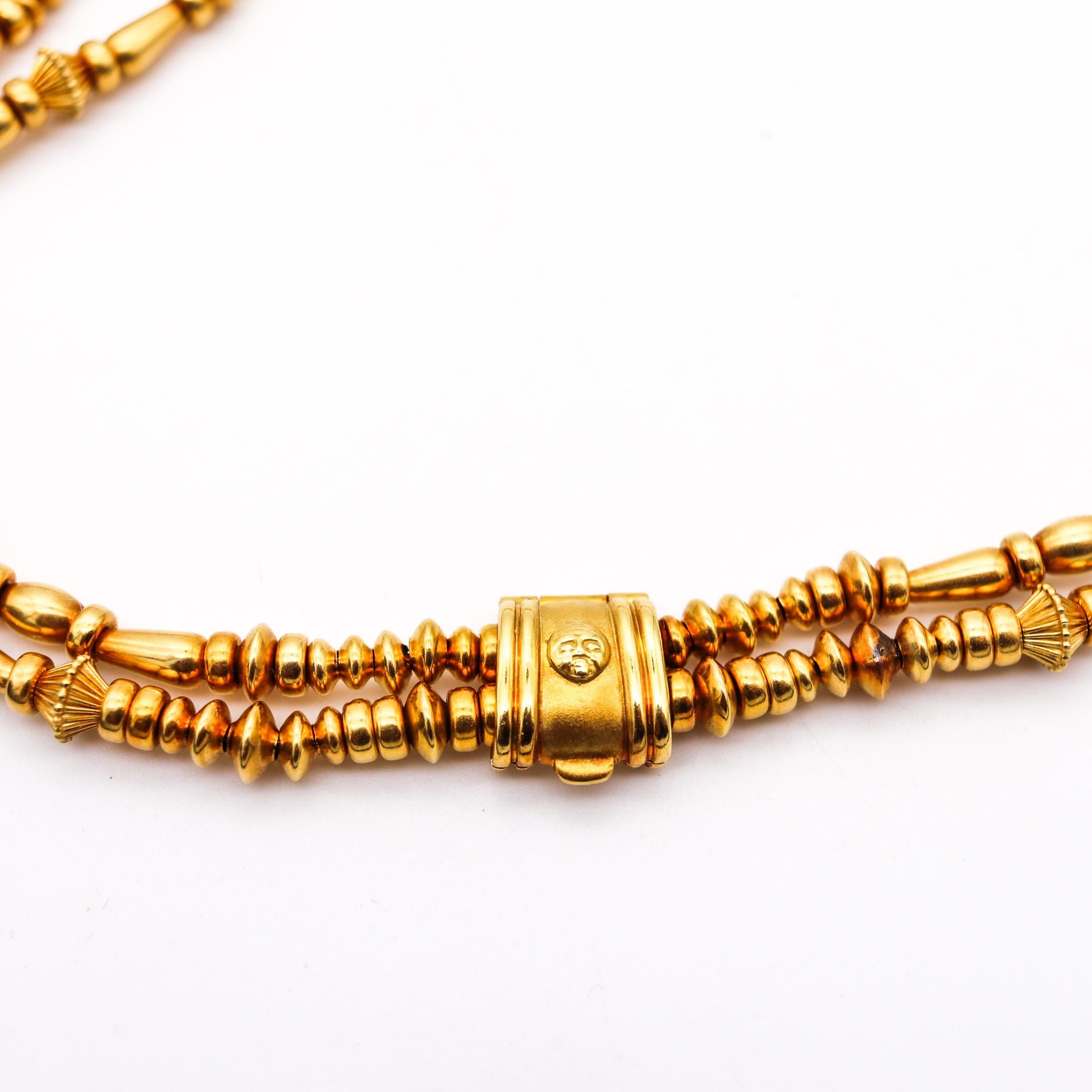 SeidenGang Etruscan Double Necklace In 18Kt Yellow Gold With VS Diamonds In Excellent Condition For Sale In Miami, FL
