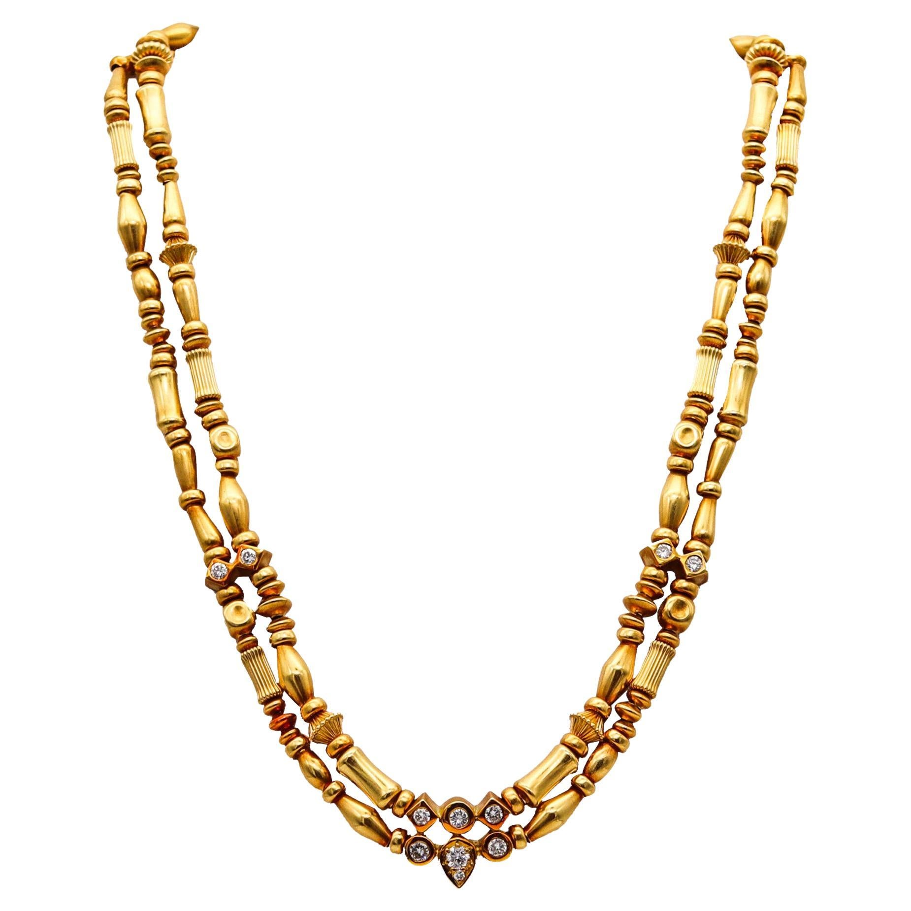 SeidenGang Etruscan Double Necklace In 18Kt Yellow Gold With VS Diamonds