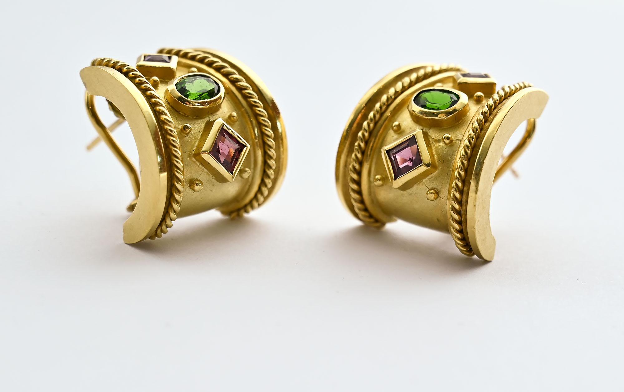 Modern Seidengang Gold Earrings with Gemstones For Sale