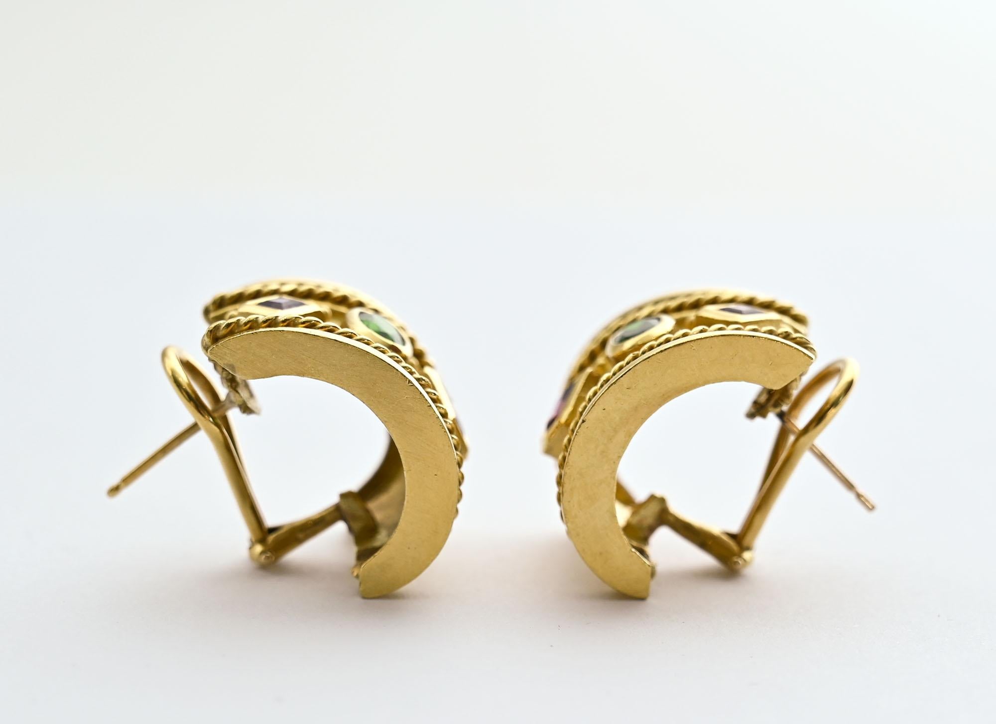 Mixed Cut Seidengang Gold Earrings with Gemstones
