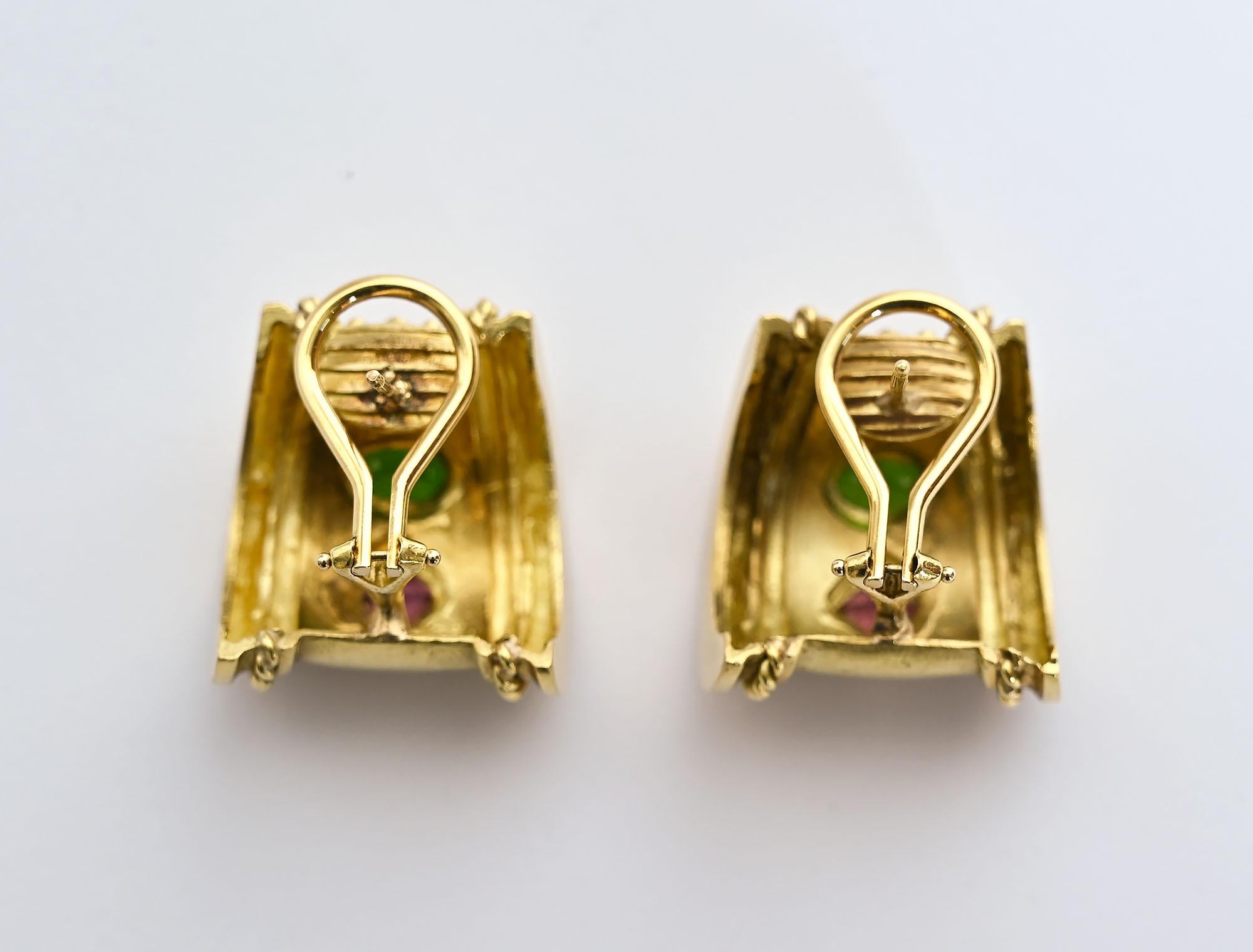 Seidengang Gold Earrings with Gemstones In Excellent Condition For Sale In Darnestown, MD