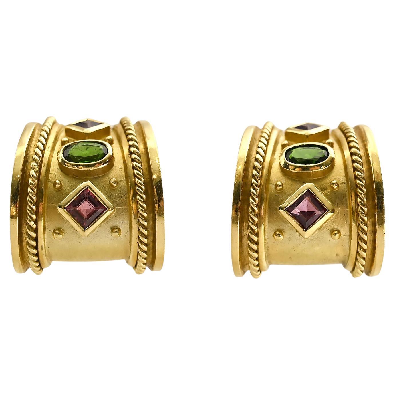 Seidengang Gold Earrings with Gemstones For Sale