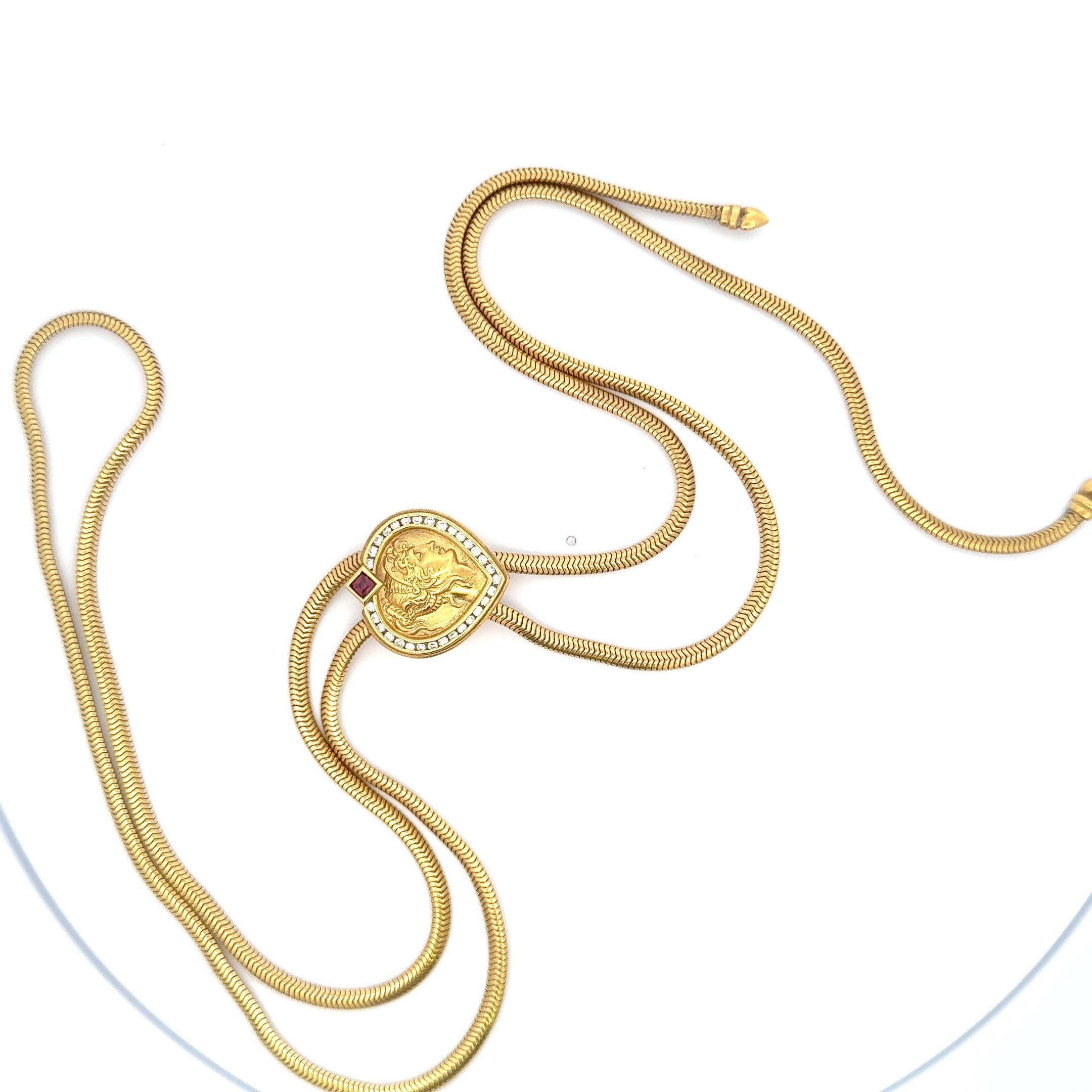 SeidenGang Cuore greco con diamante Lariat lungo in oro giallo 18 carati 56,4 grammi 38 pollici in vendita 6