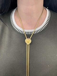 SeidenGang Griechisches Herz langes Lariat aus 18 Karat Gelbgold 56,4 Gramm 38" mit Diamanten