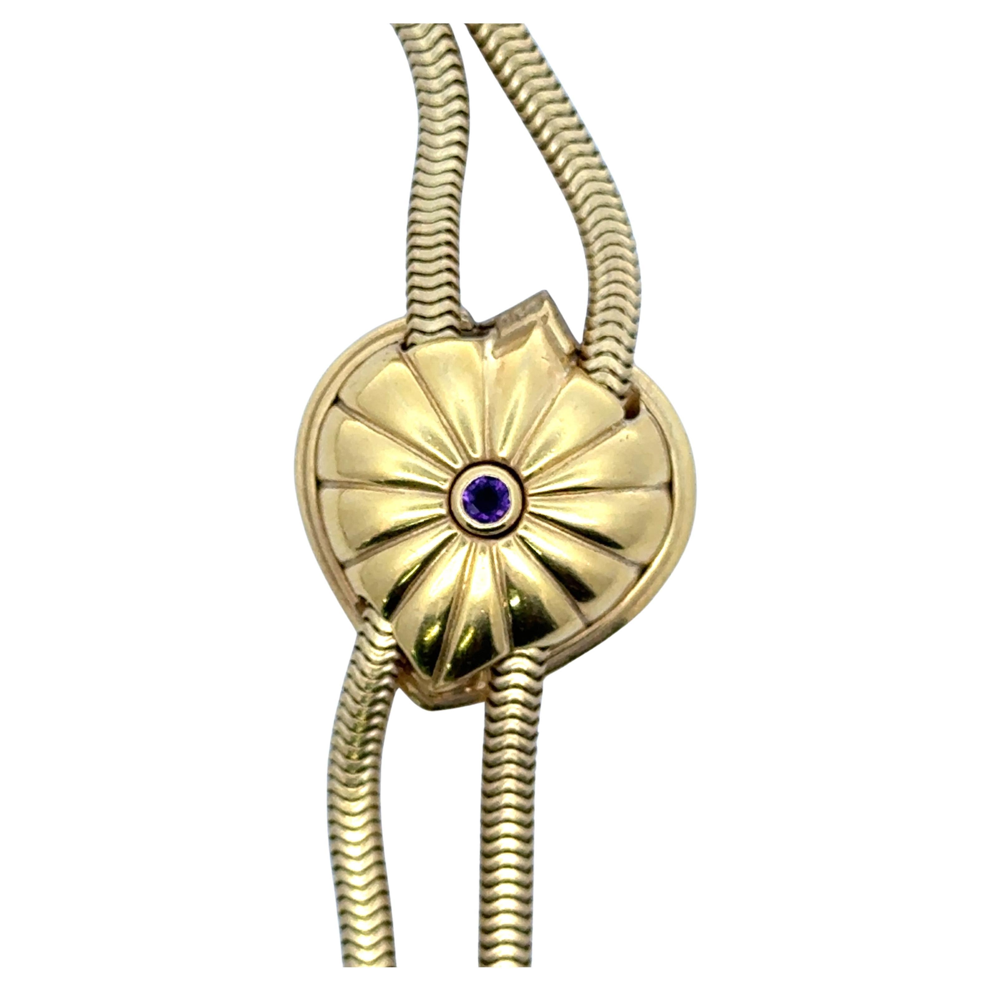 Taglio princess SeidenGang Cuore greco con diamante Lariat lungo in oro giallo 18 carati 56,4 grammi 38 pollici in vendita