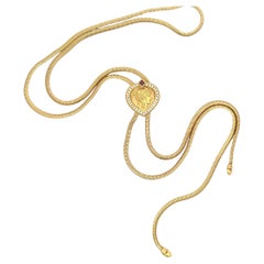 SeidenGang Greek Diamond Heart Long Lariat 18 Karat Yellow Gold 56.4 Grams 38"