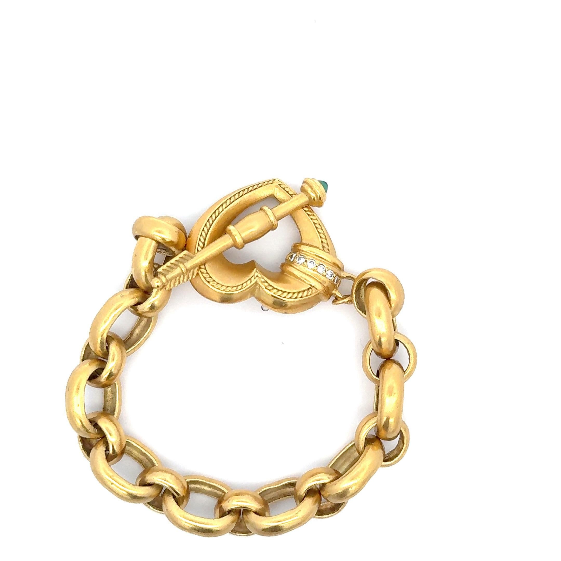 Contemporary SeidenGang Heart Locket Diamond Link Bracelet 18 Karat Yellow Gold 49 Grams For Sale
