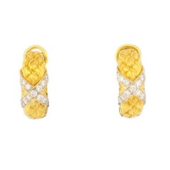 Seidengang Laurel Semi-Hoop Earrings 18k Gold & Diamond