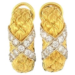 Seidengang Laurel Semi-Hoop Earrings 18k Gold & Diamond