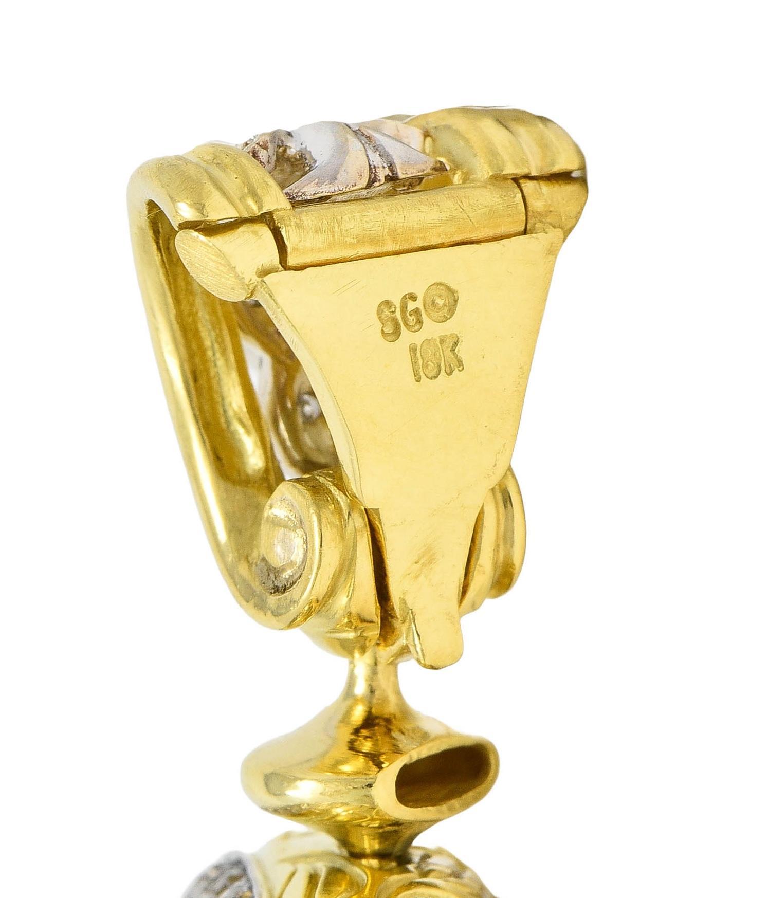 SeidenGang Zitronenquarz Diamant 18 Karat zweifarbiger Gold Vintage-Anhänger mit Anhänger für Damen oder Herren im Angebot
