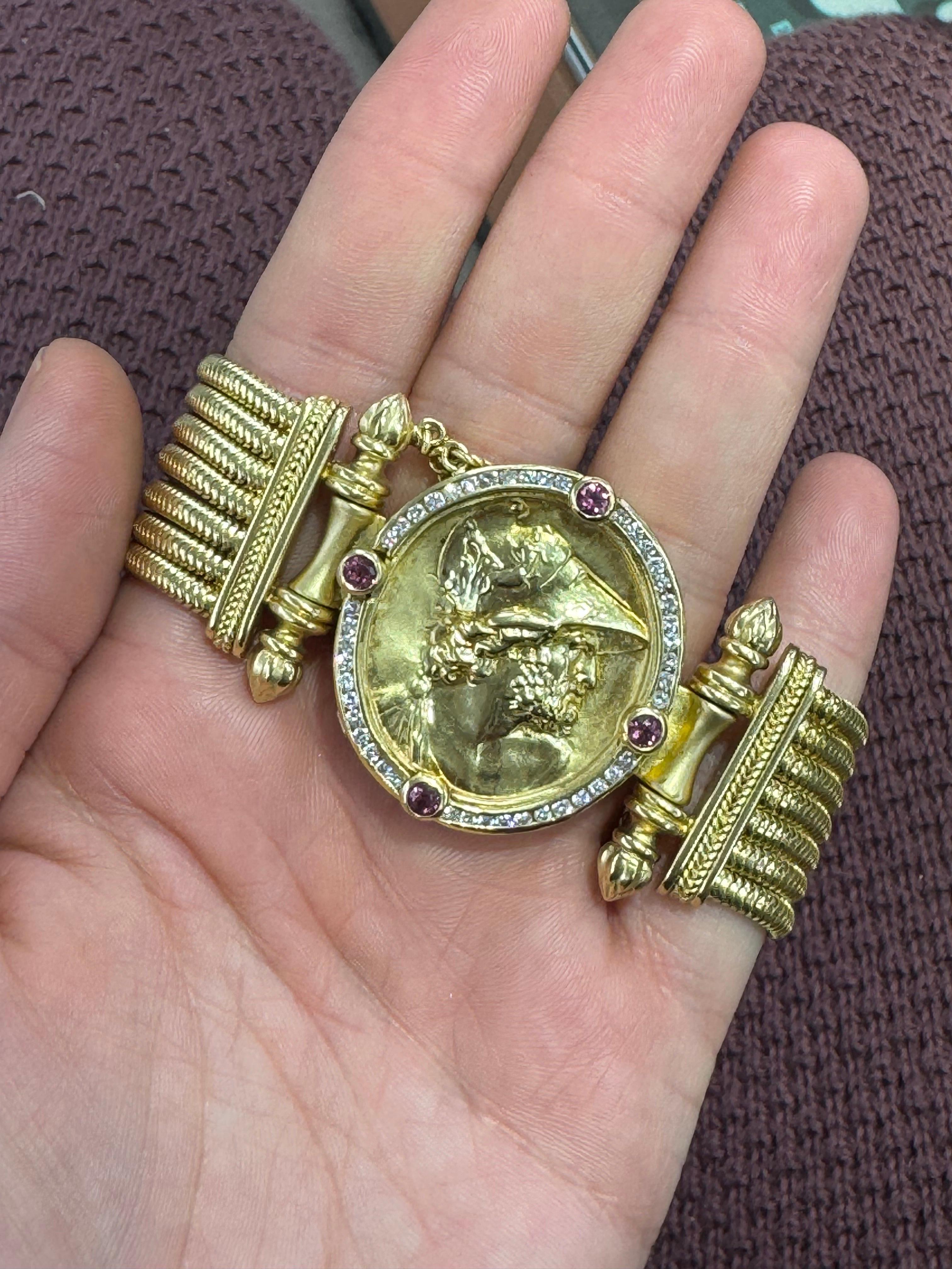 SeidenGang Multi-Row Snake Diamond Coin Bracelet 18KT Gold 87.4 Grams For Sale 5