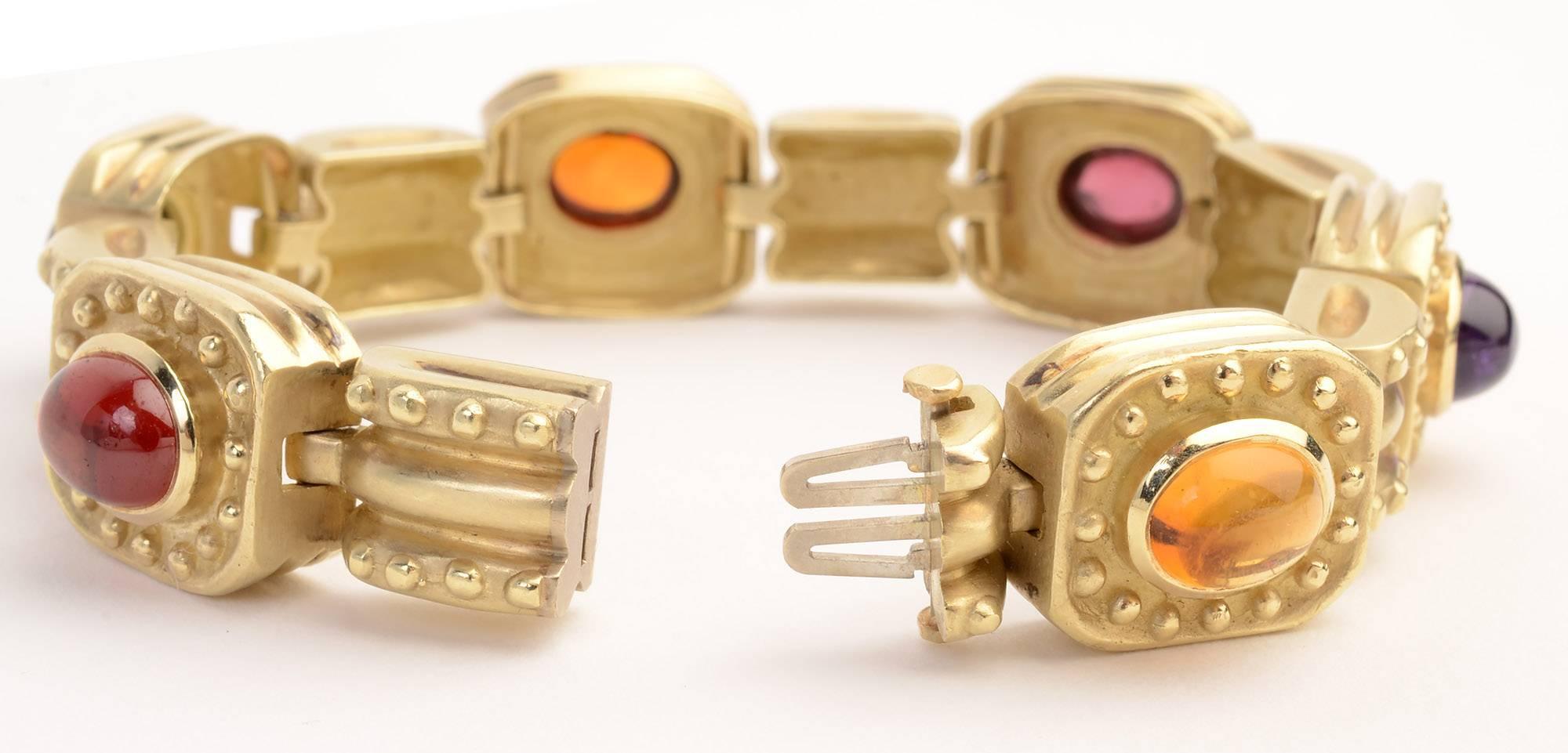 Contemporain SeidenGang - Bracelet à maillons en or et à pierres multiples en vente