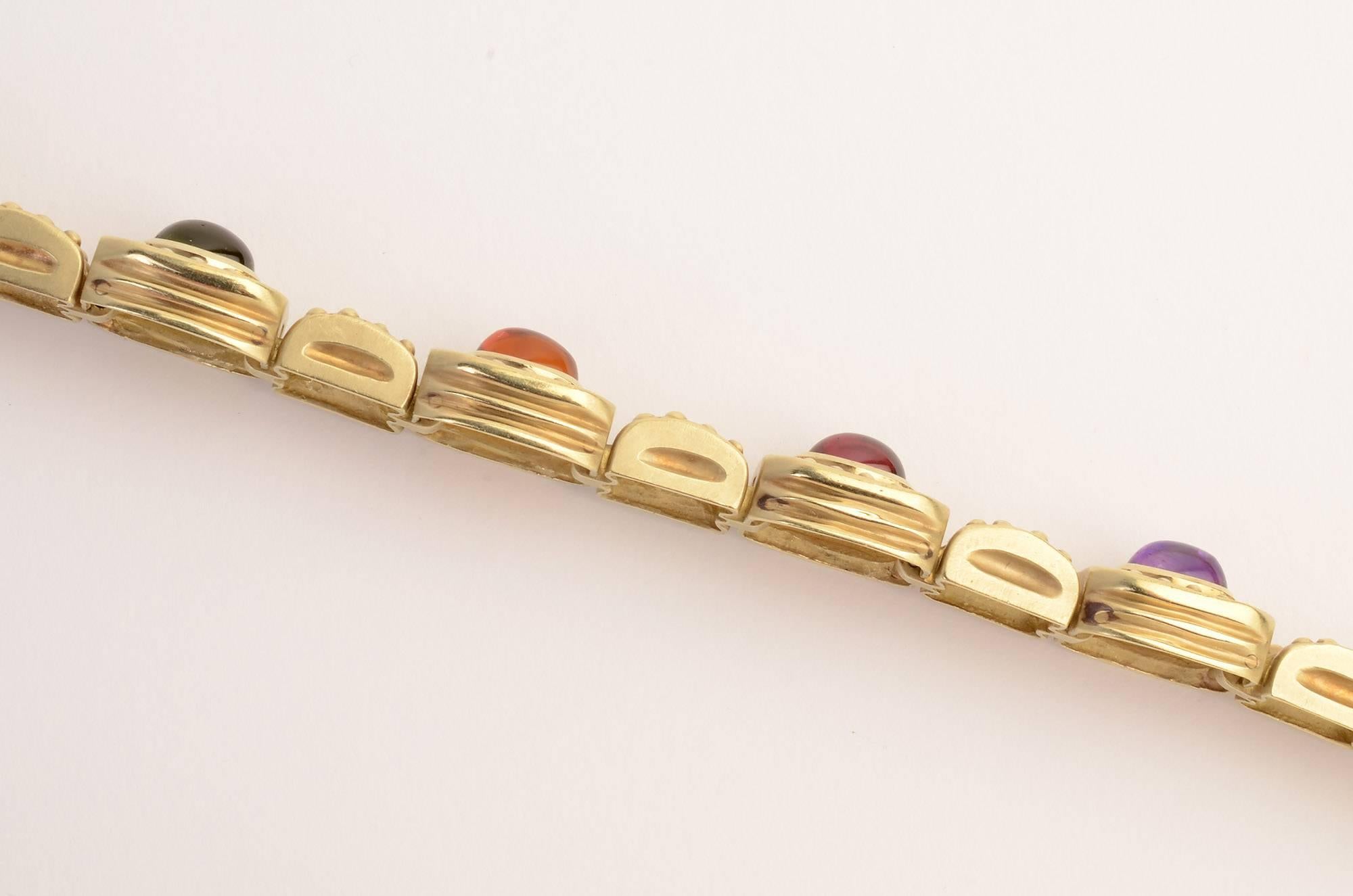SeidenGang Multistone Link Gold Bracelet In Excellent Condition For Sale In Darnestown, MD