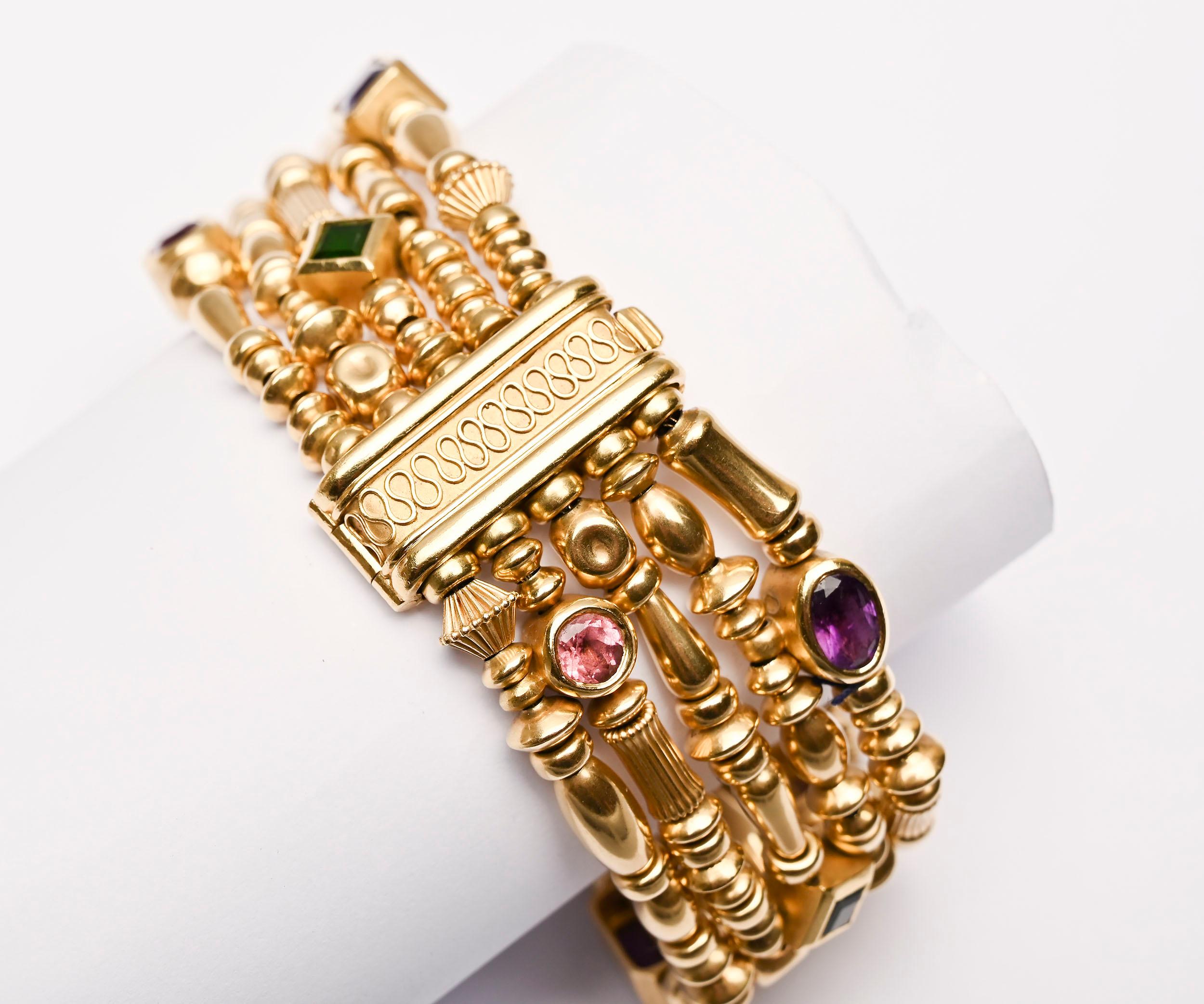 Contemporain Seidengang Bracelet multibrins en or et pierres précieuses en vente