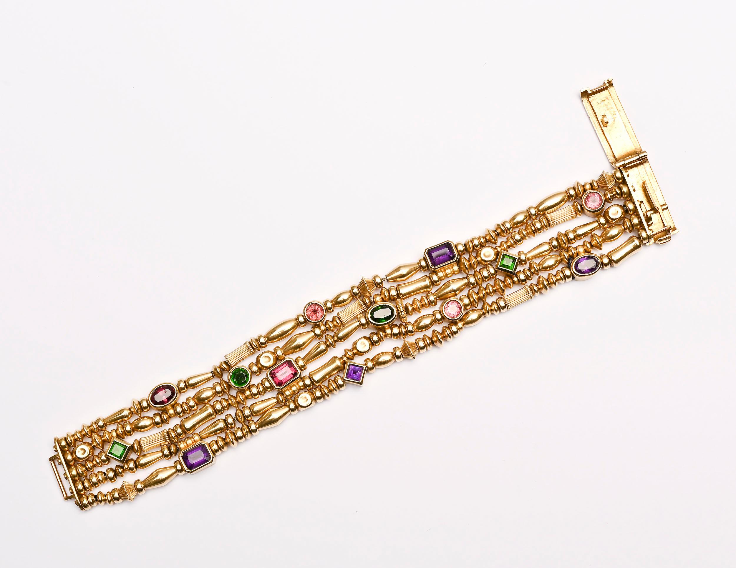 Seidengang Bracelet multibrins en or et pierres précieuses Excellent état - En vente à Darnestown, MD