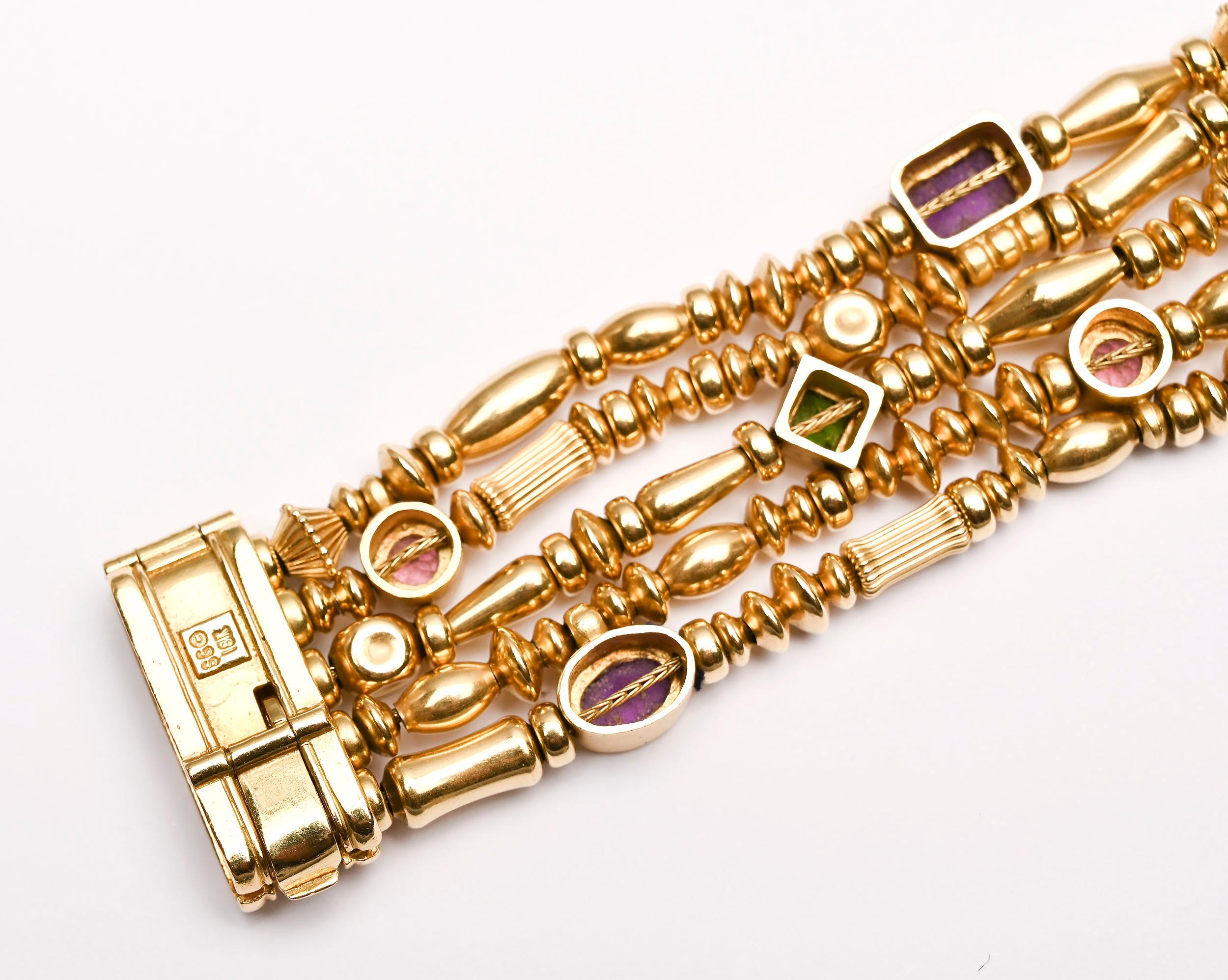 Seidengang Bracelet multibrins en or et pierres précieuses Pour femmes en vente