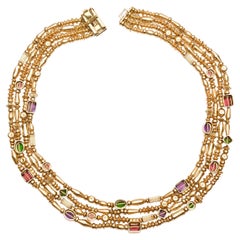 Seidengang Multistrand Gold Necklace with Gemstones