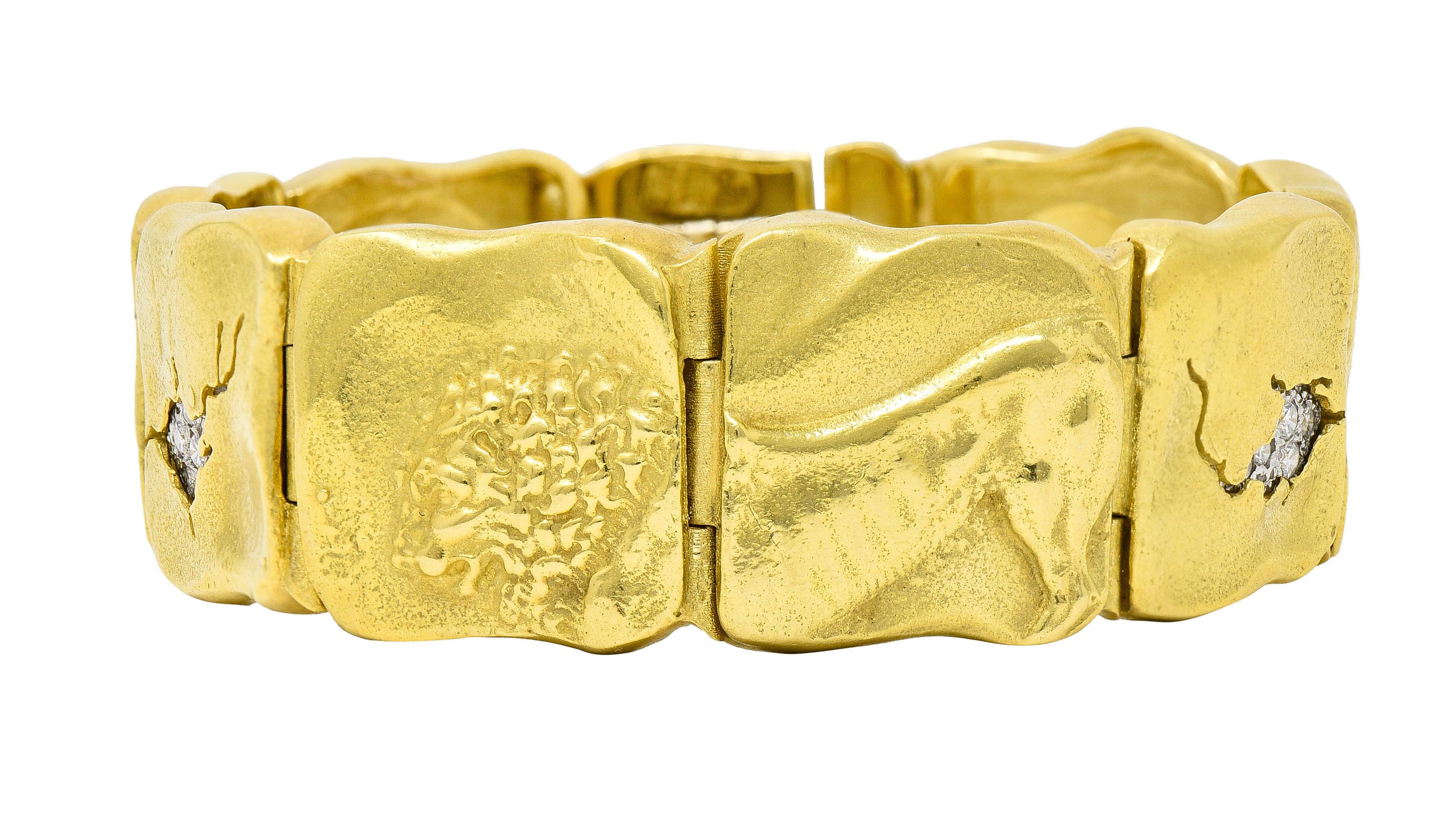 SeidenGang Pave Diamond 18 Karat Gold Platinum Odyssey Link Bracelet In Excellent Condition In Philadelphia, PA