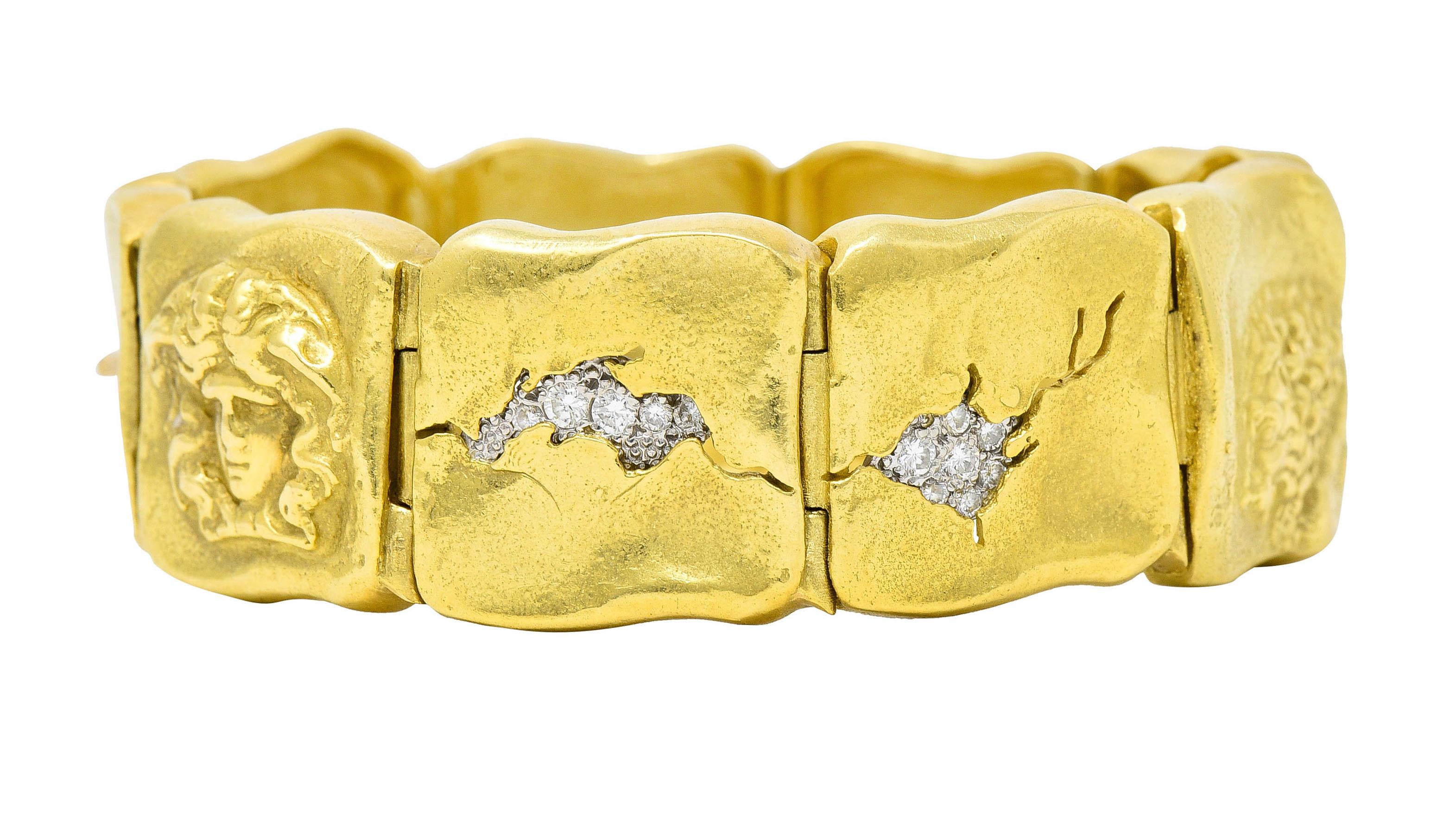 Women's or Men's SeidenGang Pave Diamond 18 Karat Gold Platinum Odyssey Link Bracelet