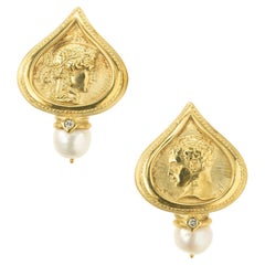 SeidenGang Pearl Diamond Yellow Gold Clip Post Earrings