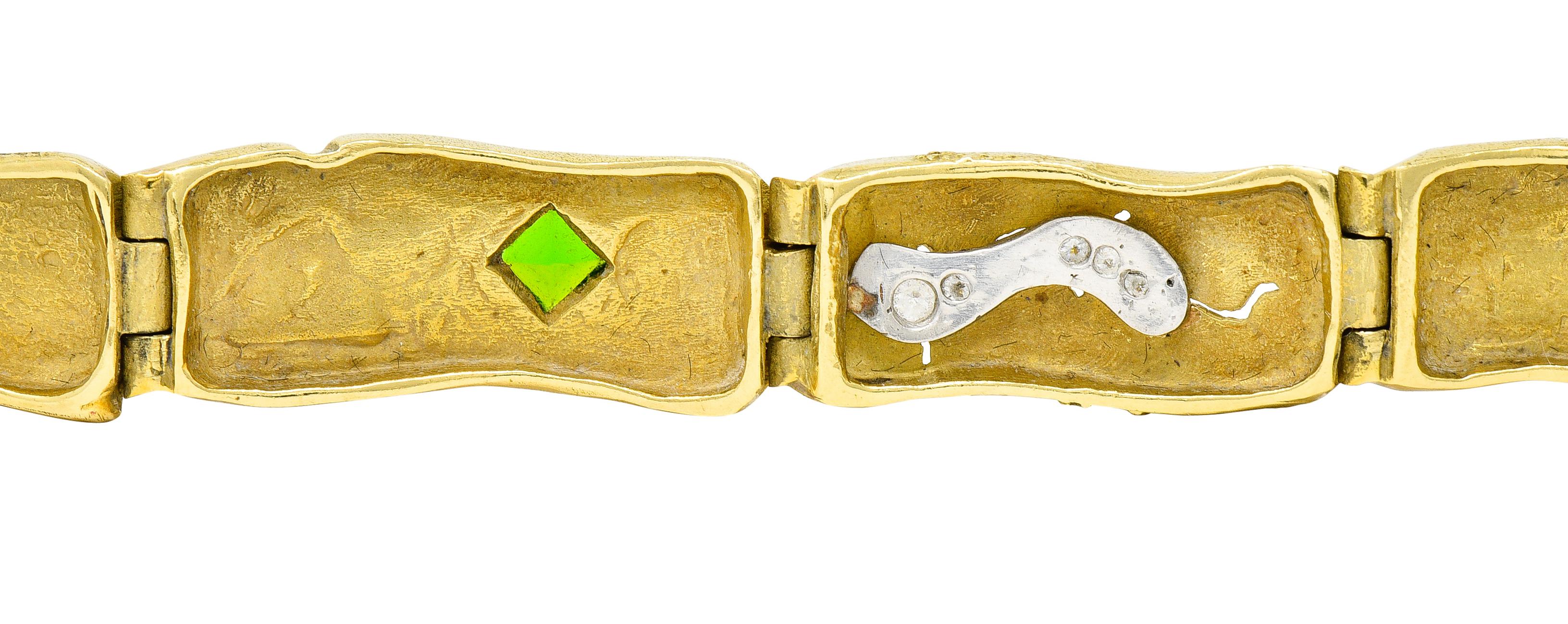 SeidenGang Peridot Diamond 18 Karat Gold Platinum Odyssey Zeus Turtle Bracelet 1