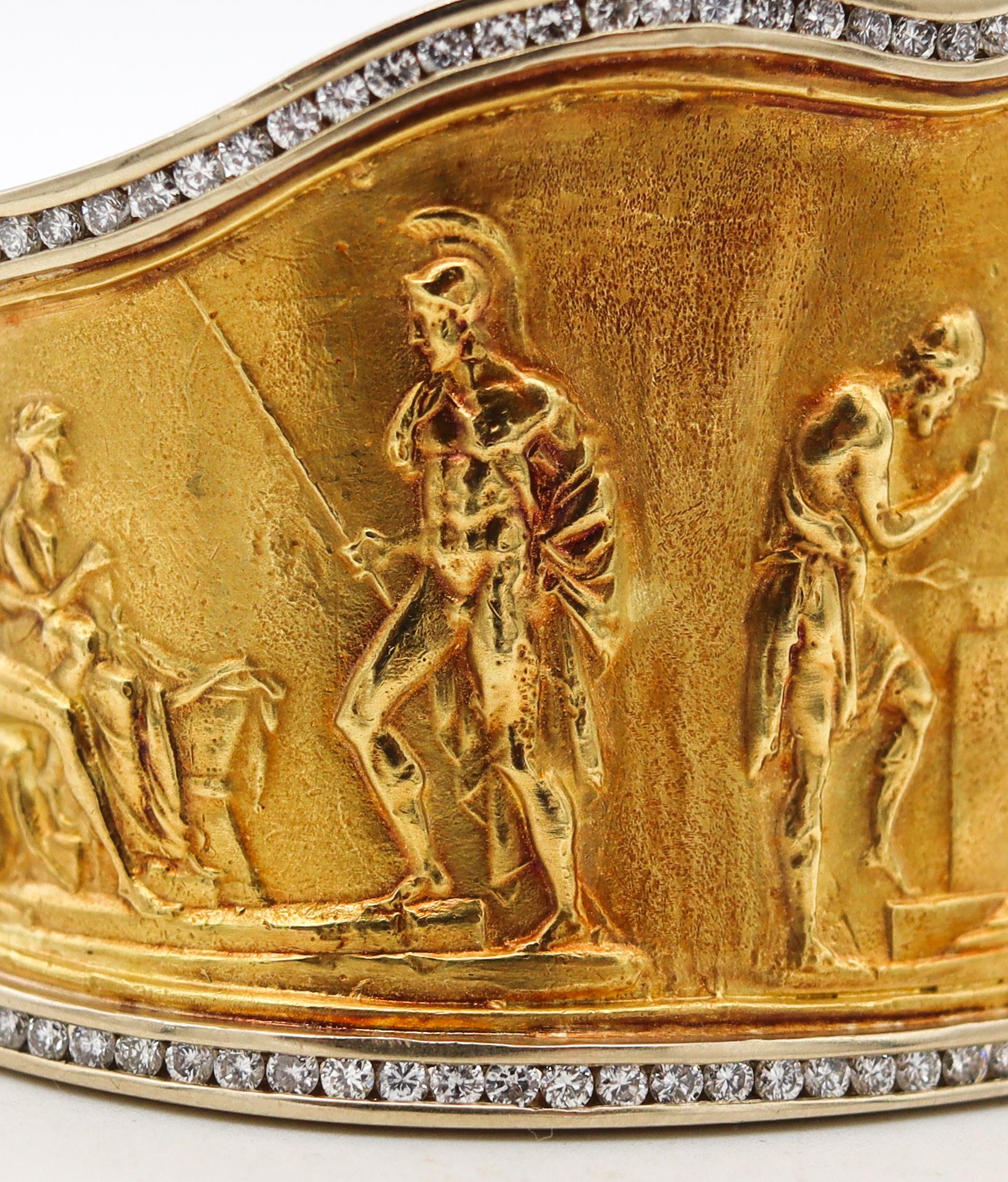 SeidenGang Rare Etruscan-Greek Revival Bracelet 18Kt Yellow Gold 5.94 Ct Diamond 3