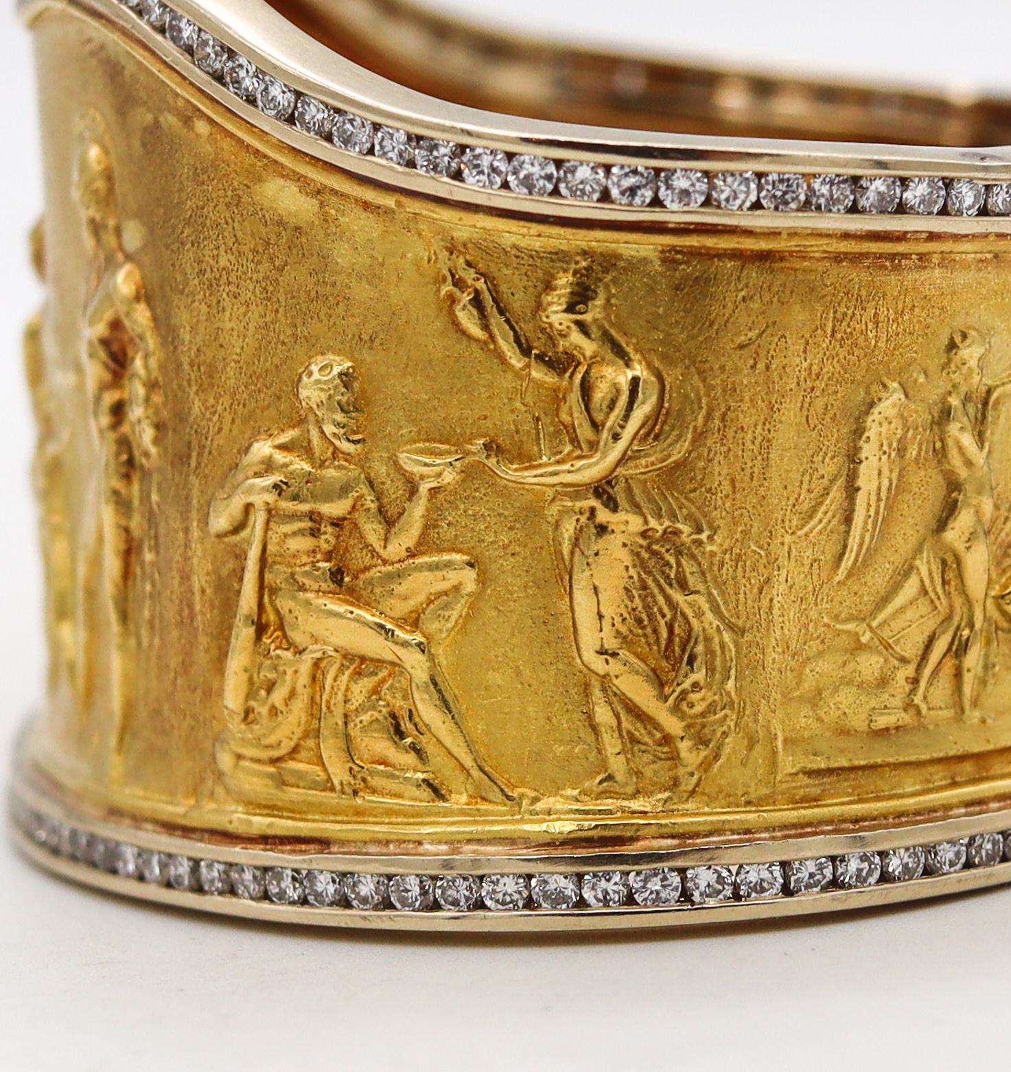 SeidenGang Rare Etruscan-Greek Revival Bracelet 18Kt Yellow Gold 5.94 Ct Diamond 5