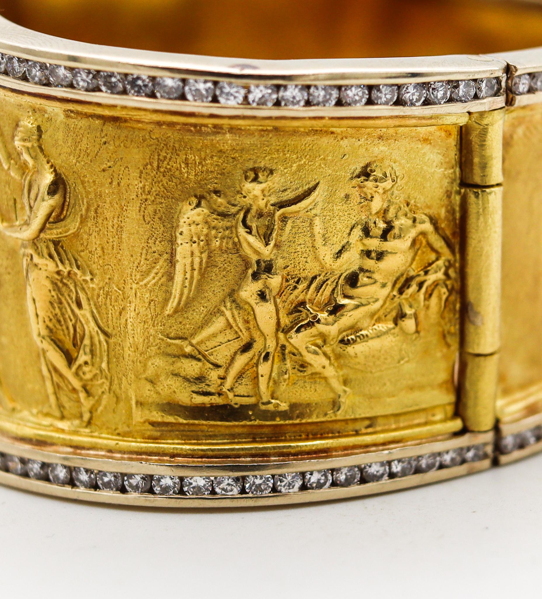 SeidenGang Rare Etruscan-Greek Revival Bracelet 18Kt Yellow Gold 5.94 Ct Diamond 6