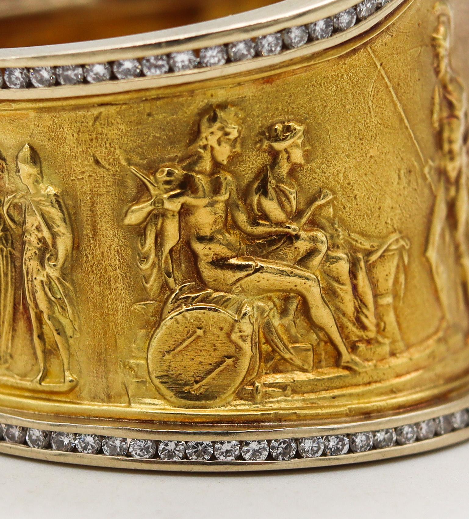 SeidenGang Rare Etruscan-Greek Revival Bracelet 18Kt Yellow Gold 5.94 Ct Diamond 2