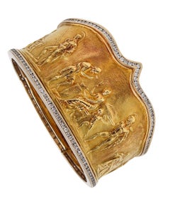 SeidenGang Bracelet rare de style néo-étrusque en or jaune 18 carats avec diamants de 5,94 carats