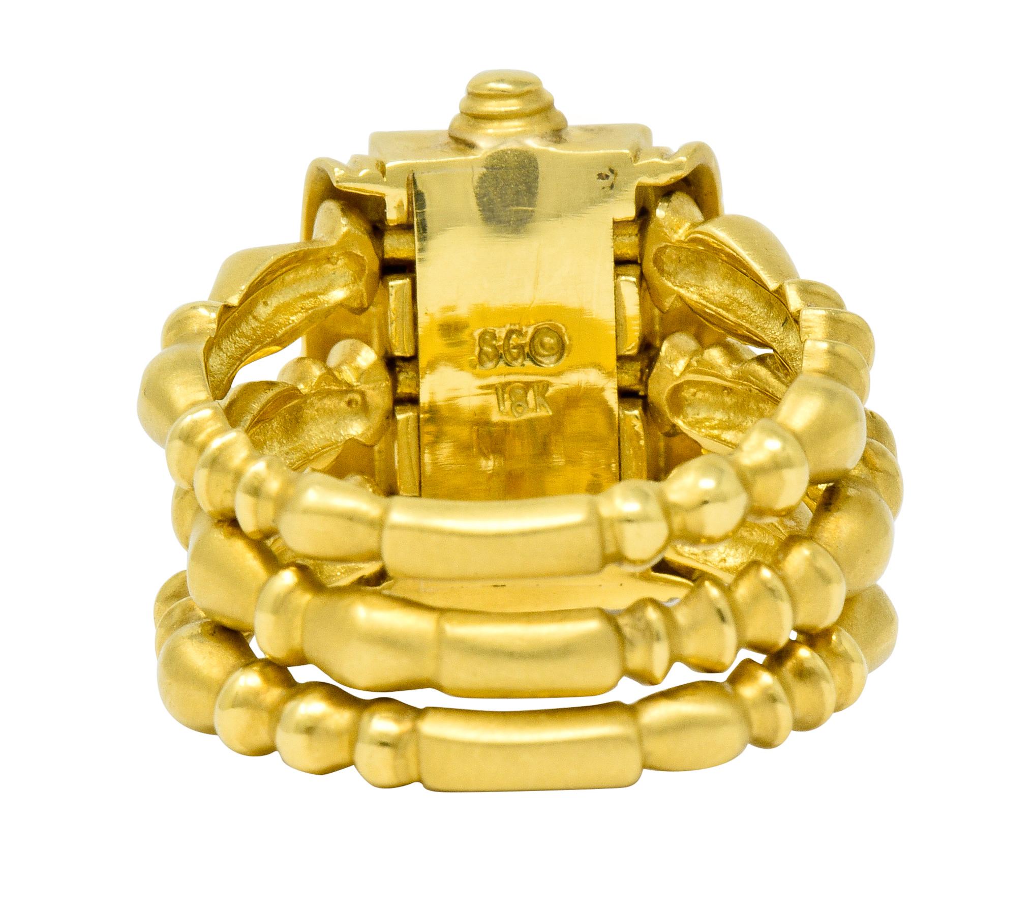 Contemporary Seidengang Rhodolite Garnet 18 Karat Gold Classic Stacking Band Ring