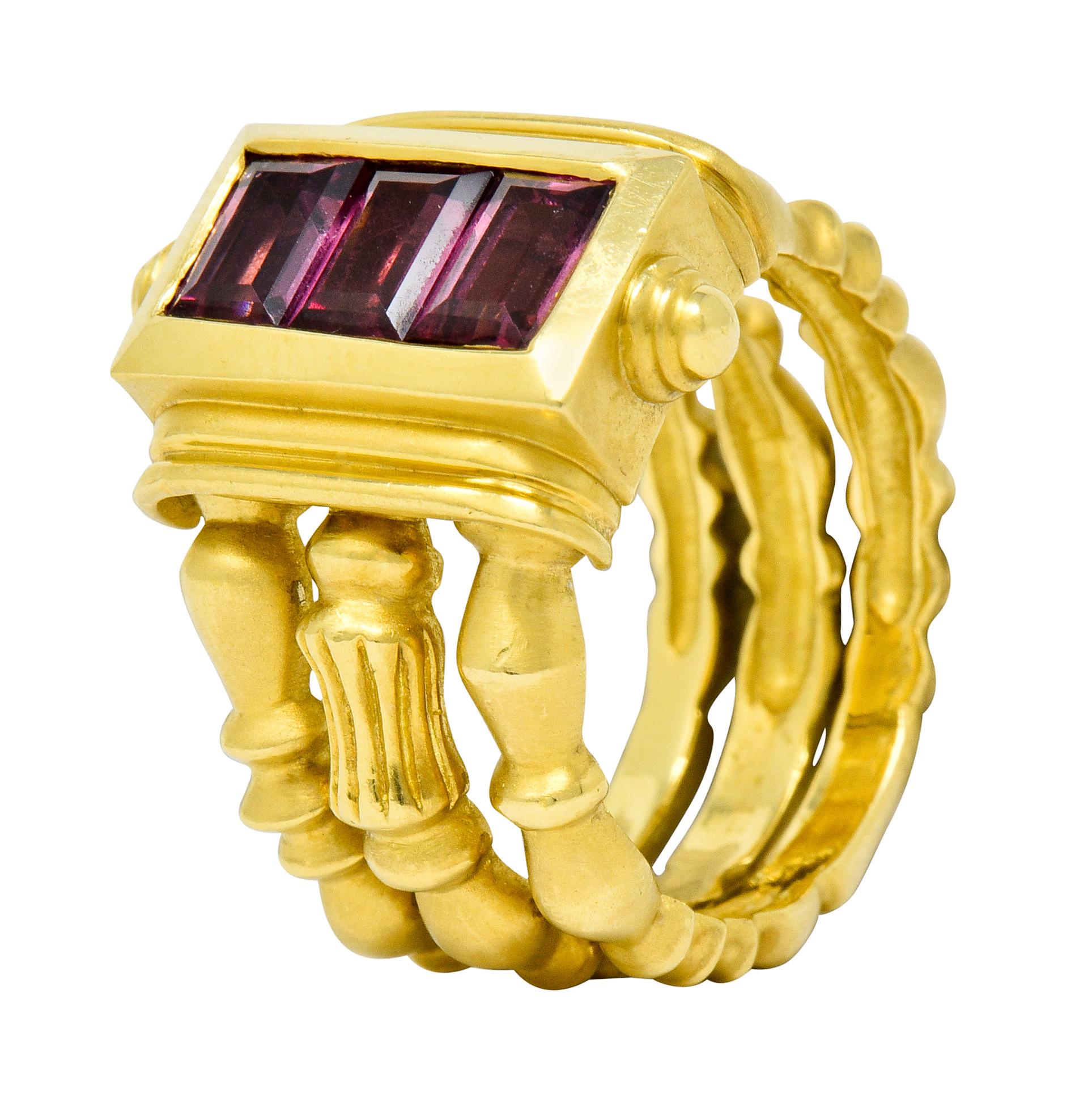 Seidengang Rhodolite Garnet 18 Karat Gold Classic Stacking Band Ring 2