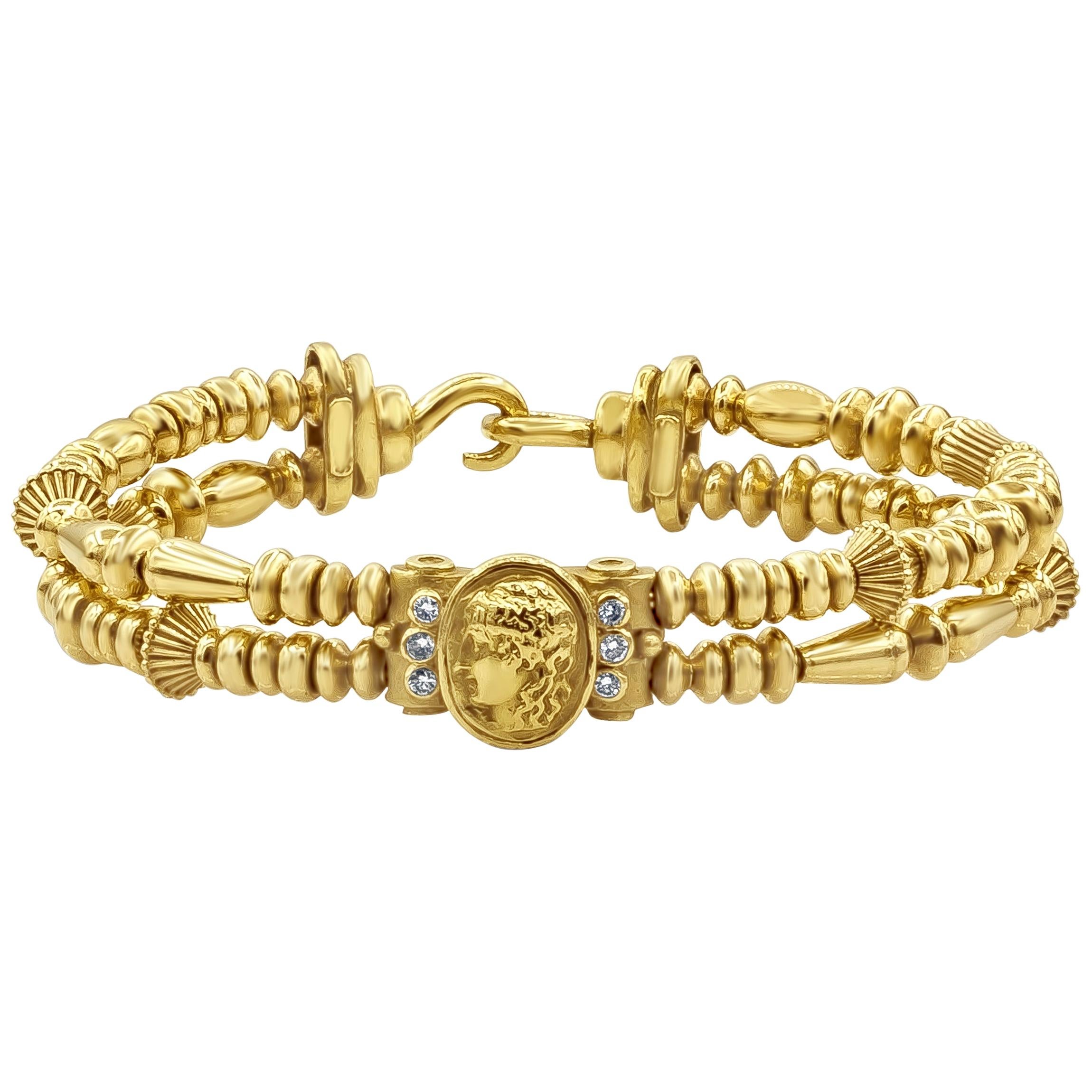 Bracelet rétro Seidengang Roman Portrait 0,12 carat en or jaune en vente